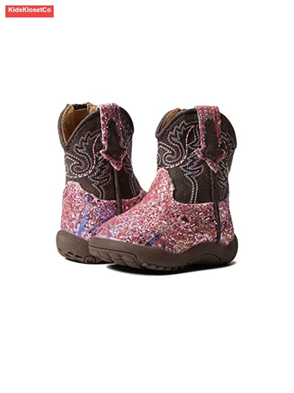 Glitter Cowgirl Western Boots with Side Zipper